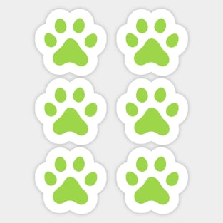 Green paw prints, set of six Sticker